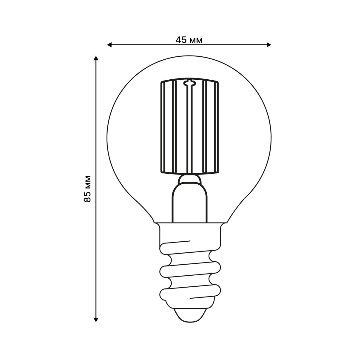 Лампа светодиодная Uniel E14 4W 3000K прозрачная LED-G45-4W/3000K/E14/CL GLY01TR UL-00011938