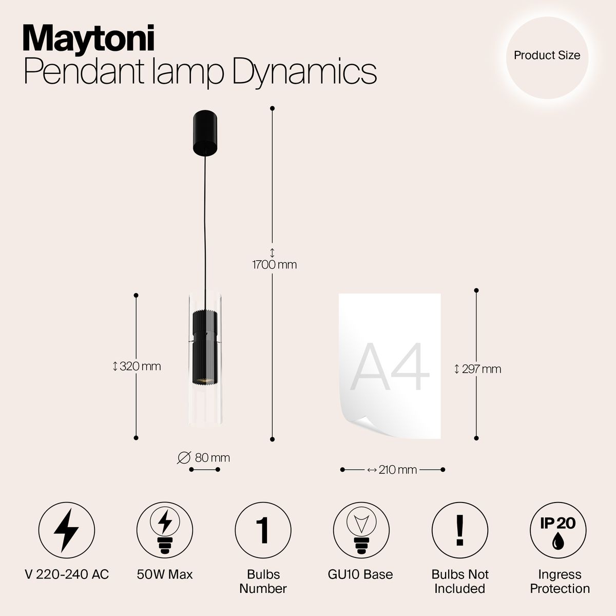 Подвесной светильник Maytoni Dynamics MOD326PL-01B