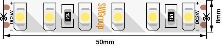 Светодиодная лента SWG 9,6W/m 60LED/m 3528SMD теплый белый 5M 002123