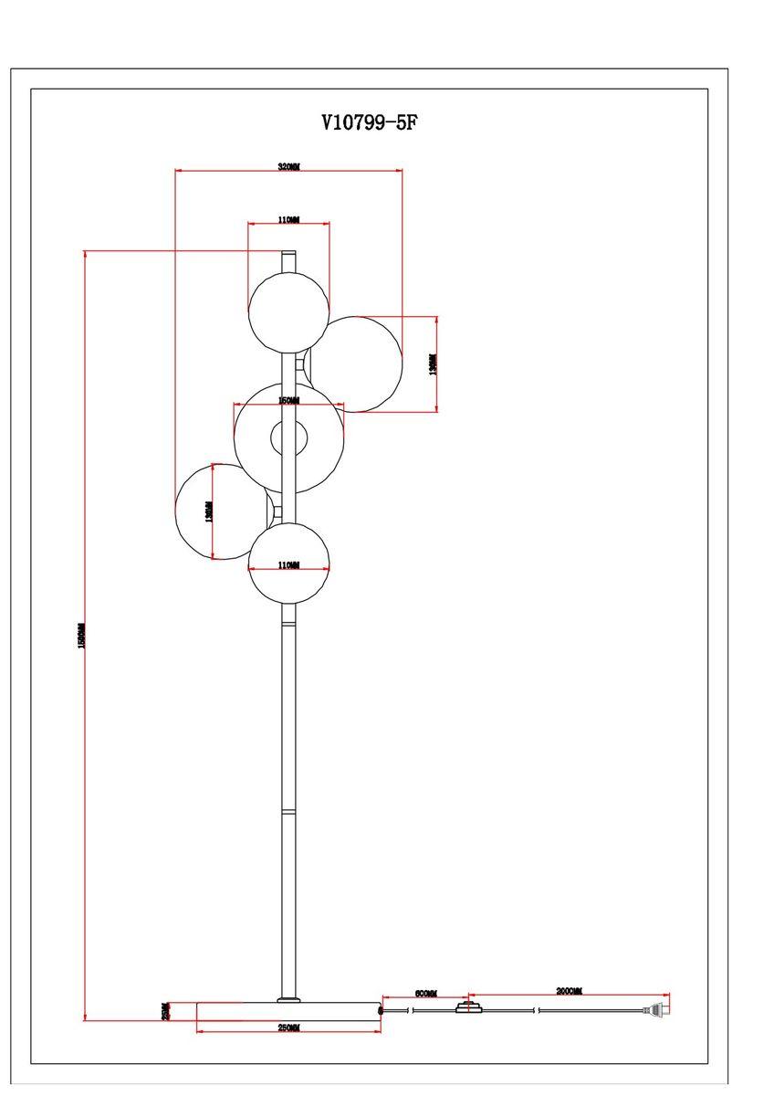 Торшер Moderli Renny V10799-5F