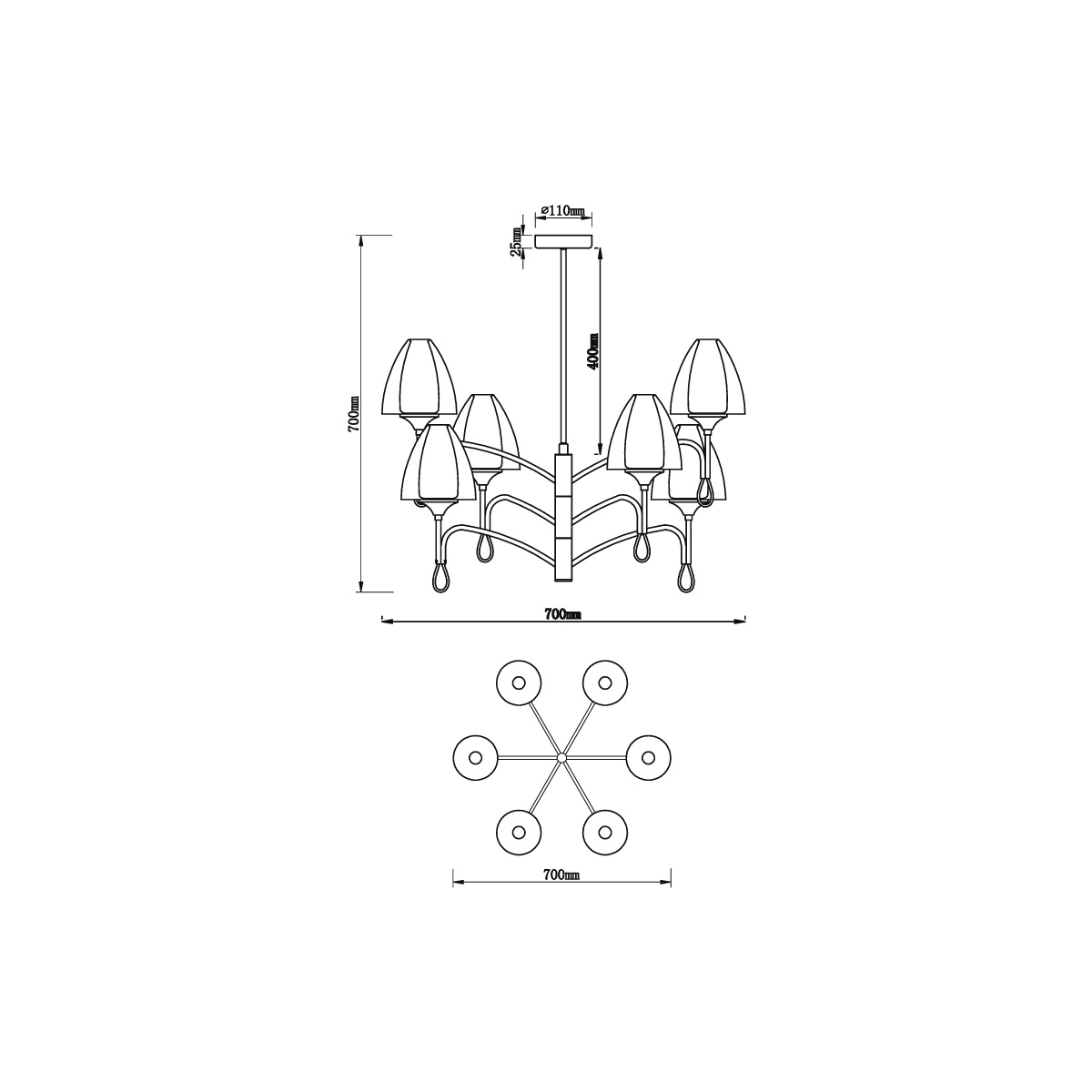 Подвесная люстра Vele Luce Oro VL5654P26