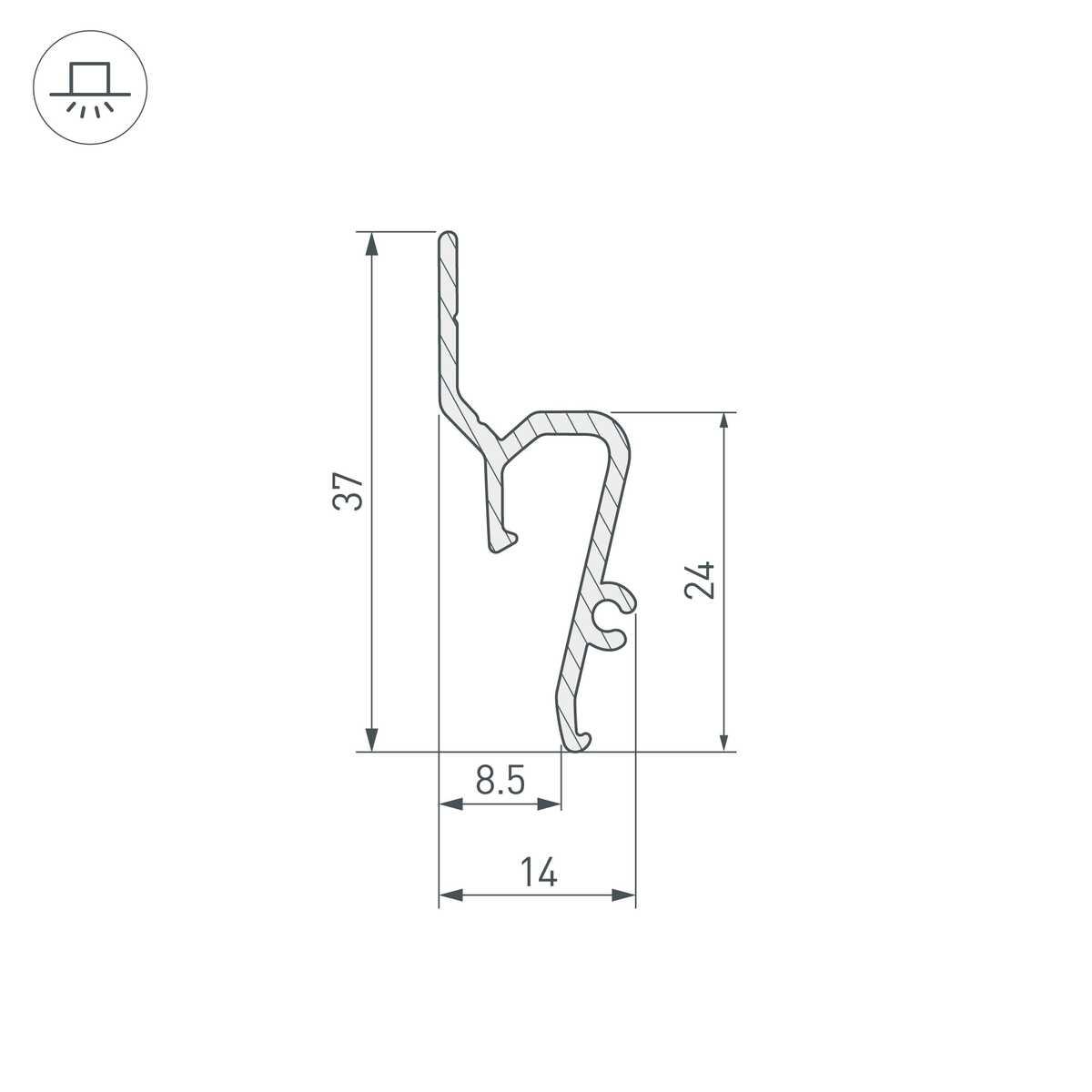 Профиль для натяжного потолка Arlight Stretch-Shadow-Tech-2000 Black 039509