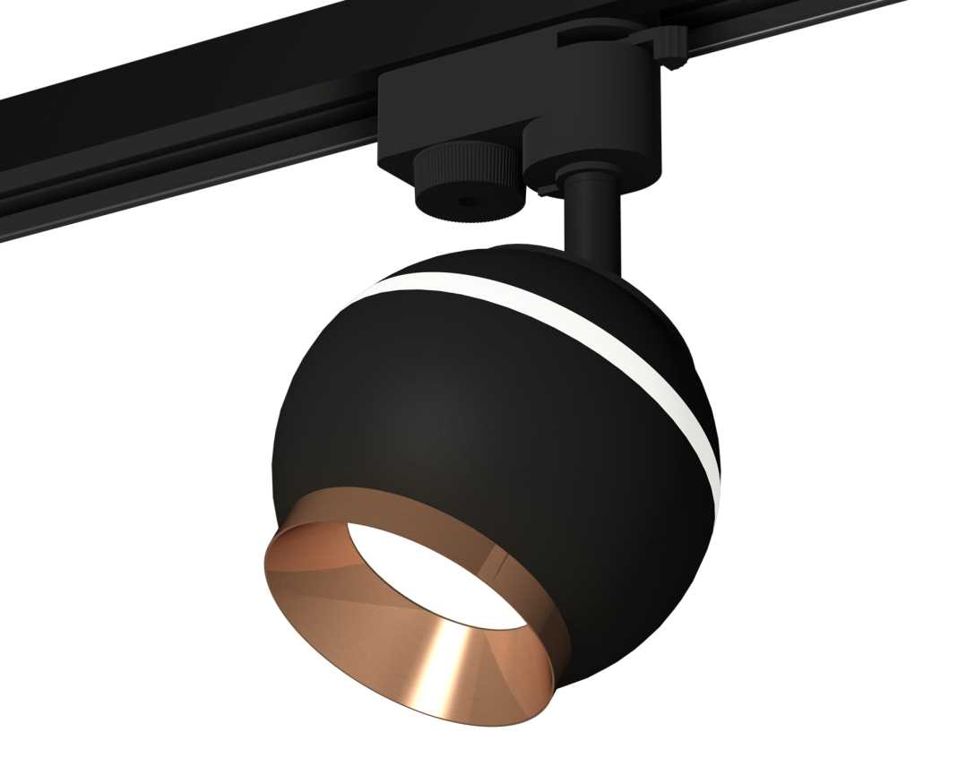 Комплект трекового светильника Ambrella light Track System XT1102006 SBK/PPG черный песок/золото розовое полированное (A2521, C1102, N7035)