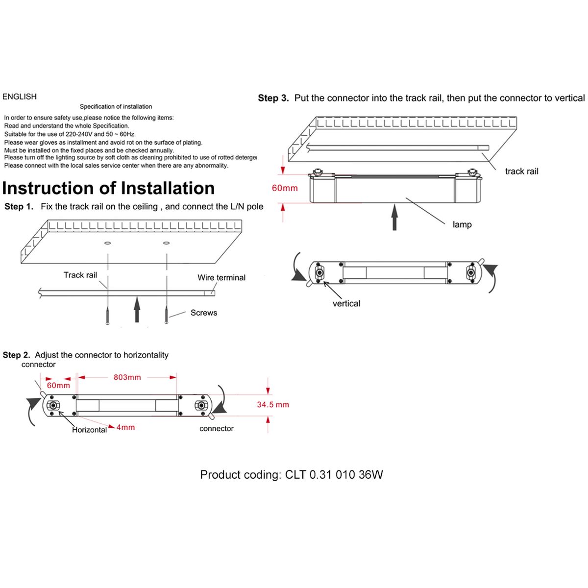 Трековый светодиодный светильник Crystal Lux CLT 0.31 010 36W BL M4000К