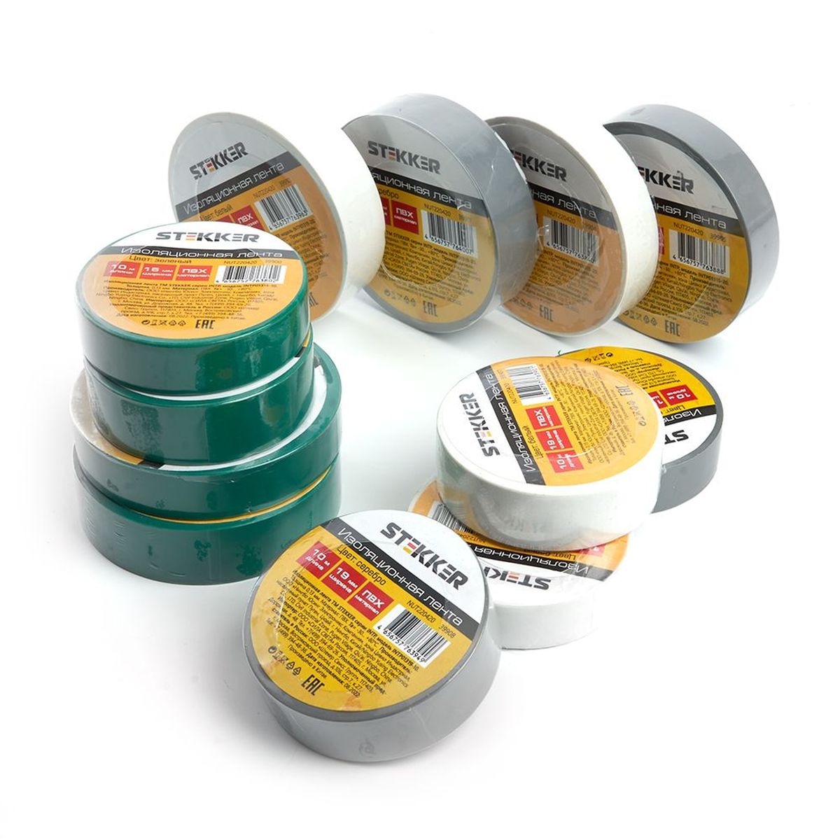 Изоляционная лента Stekker INTP01319-10 0,13*19 10 м серебро 39908