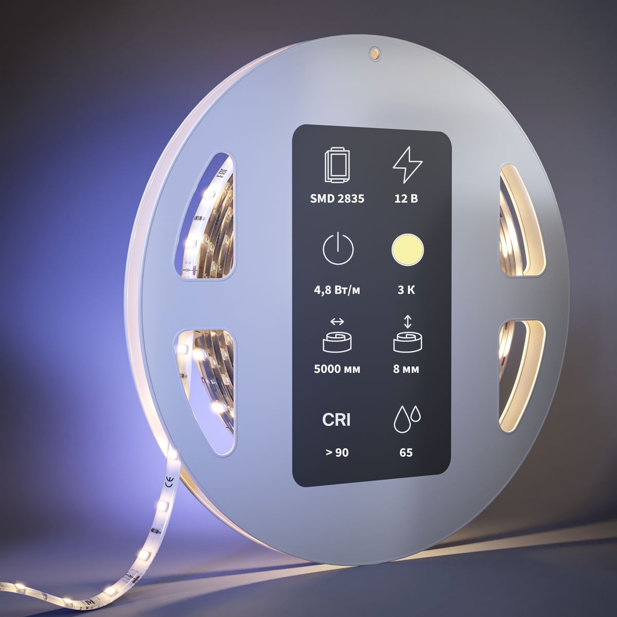 Светодиодная влагозащищенная лента Maytoni 4,8W/m 60LED/m 2835SMD теплый белый 5M 201006