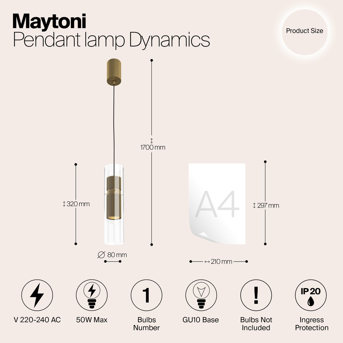 Подвесной светильник Maytoni Dynamics MOD326PL-01MG