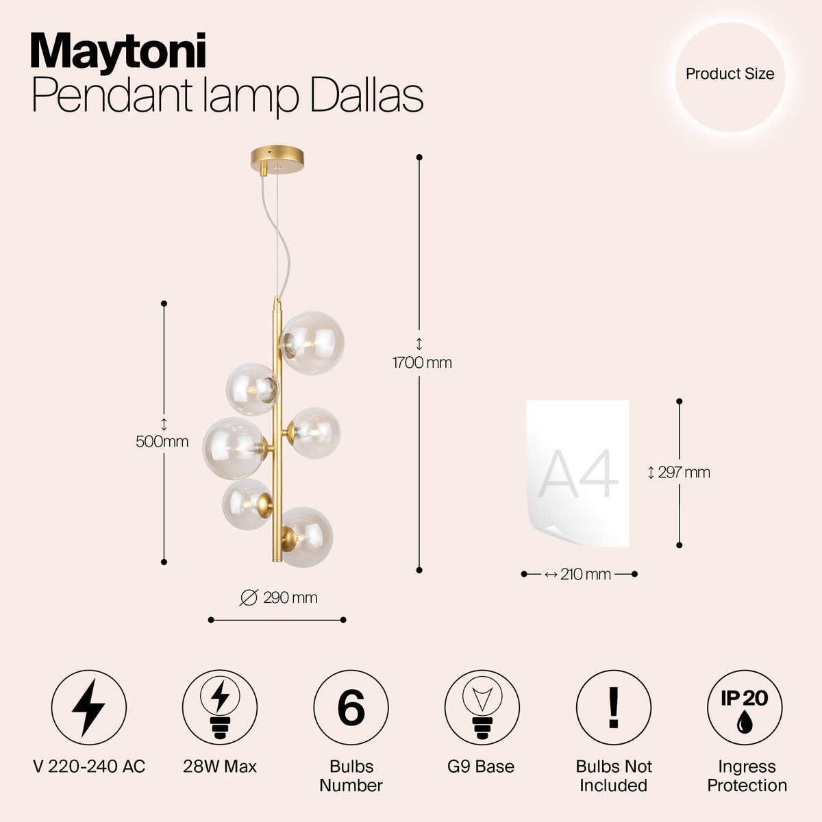 Подвесной светильник Maytoni Dallas MOD545PL-06G