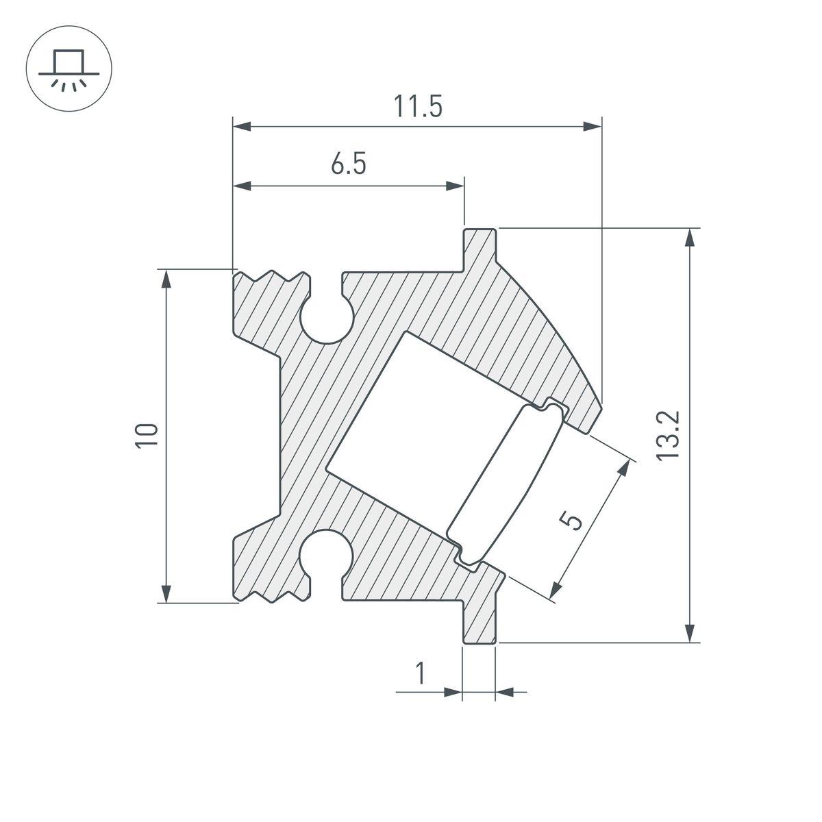 Профиль встраиваемый Arlight SL-Bevel-H12-F13-2000 Anod 043748