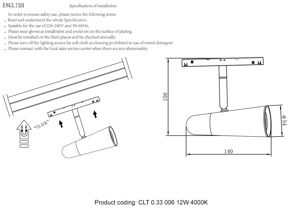 Трековый светодиодный светильник для магнитного шинопровода Crystal Lux Space CLT 0.33 006 12W BL-CH 4000K