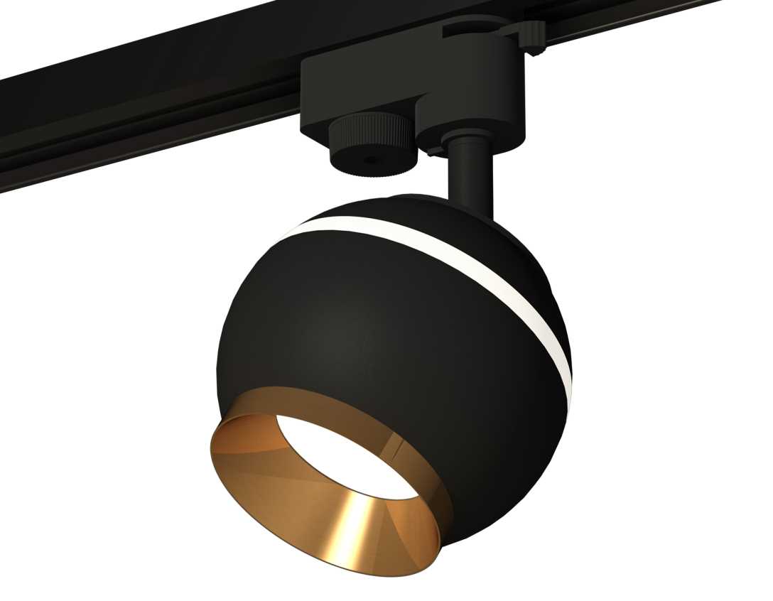 Комплект трекового светильника Ambrella light Track System XT1102005 SBK/PYG черный песок/золото желтое полированное (A2521, C1102, N7034)