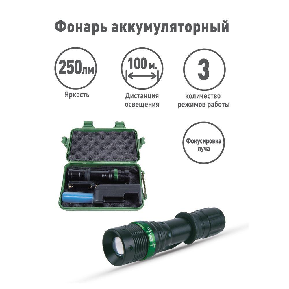 Ручной светодиодный фонарь Ultraflash Accu Profi аккумуляторный 130х36 250 лм E142 12187
