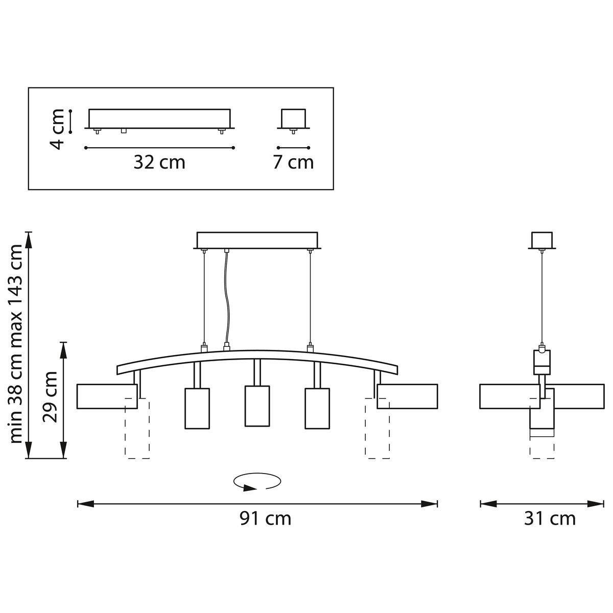 Комплект с подвесной люстрой Lightstar Rullo (571735+214437-3+214486-2) LR735862373