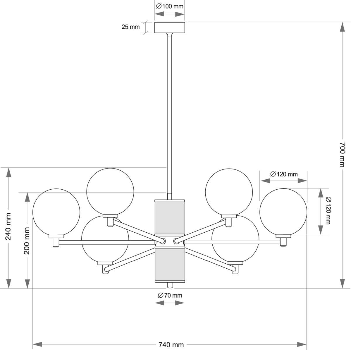 Подвесной светильник KUTEK COMO COM-ZW-6(BN/3)B