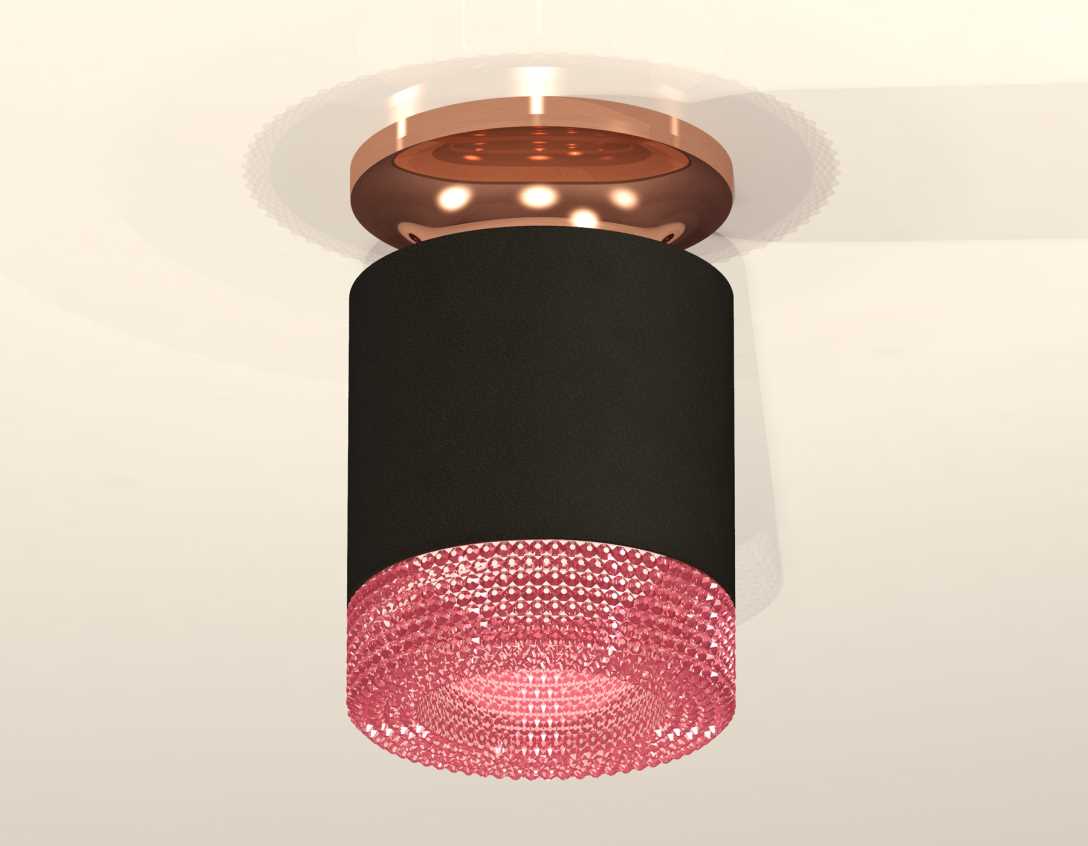 Комплект накладного светильника Ambrella light Techno Spot XS7402123 SBK/PPG черный песок/золото розовое полированное (N7930, C7402, N7193)