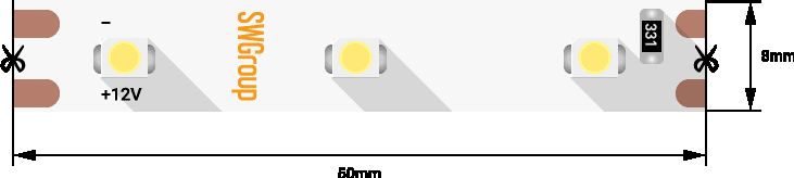 Светодиодная лента SWG 4,8W/m  60Led/m 3528SMD зеленый 5M SWG360-12-4.8-G-М 009468