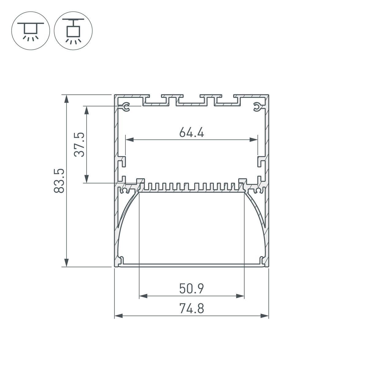 Профиль Arlight ARH-Power-W75-2000 Anod 036349