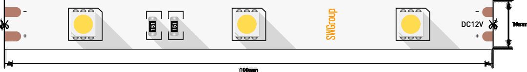 Светодиодная лента SWG 7,2W/m  30Led/m 5050SMD дневной белый 5M SWG530-12-7.2-NW-М 009259
