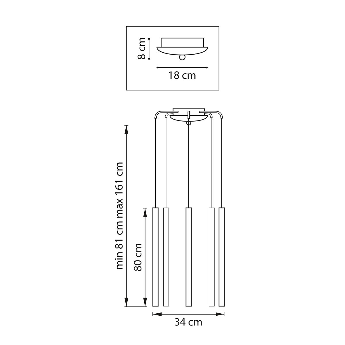 Комплект с подвесной люстрой Lightstar Tubo (574723+747433 (5шт) L5T747433