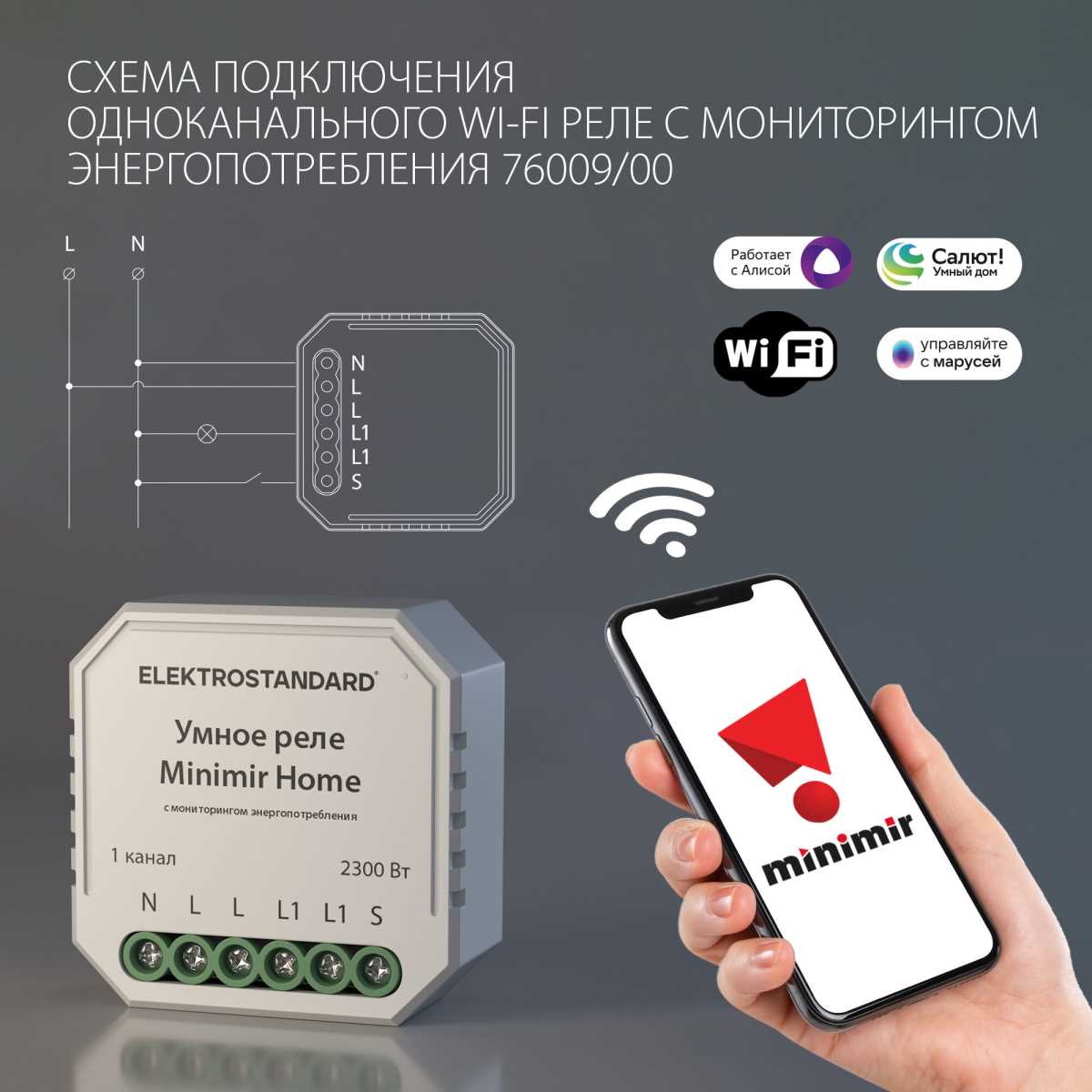 Реле Wi-Fi с мониторингом энергопотребления Elektrostandard 76009/00 a062688