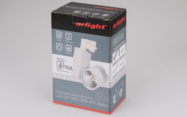 Трековый светодиодный светильник Arlight LGD-2271WH-30W-4TR Day White 24deg 022051