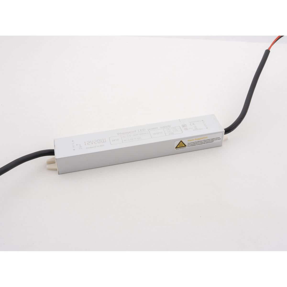 Блок питания LEDS POWER 20Вт 12В IP67 алюминий SLIM 005102