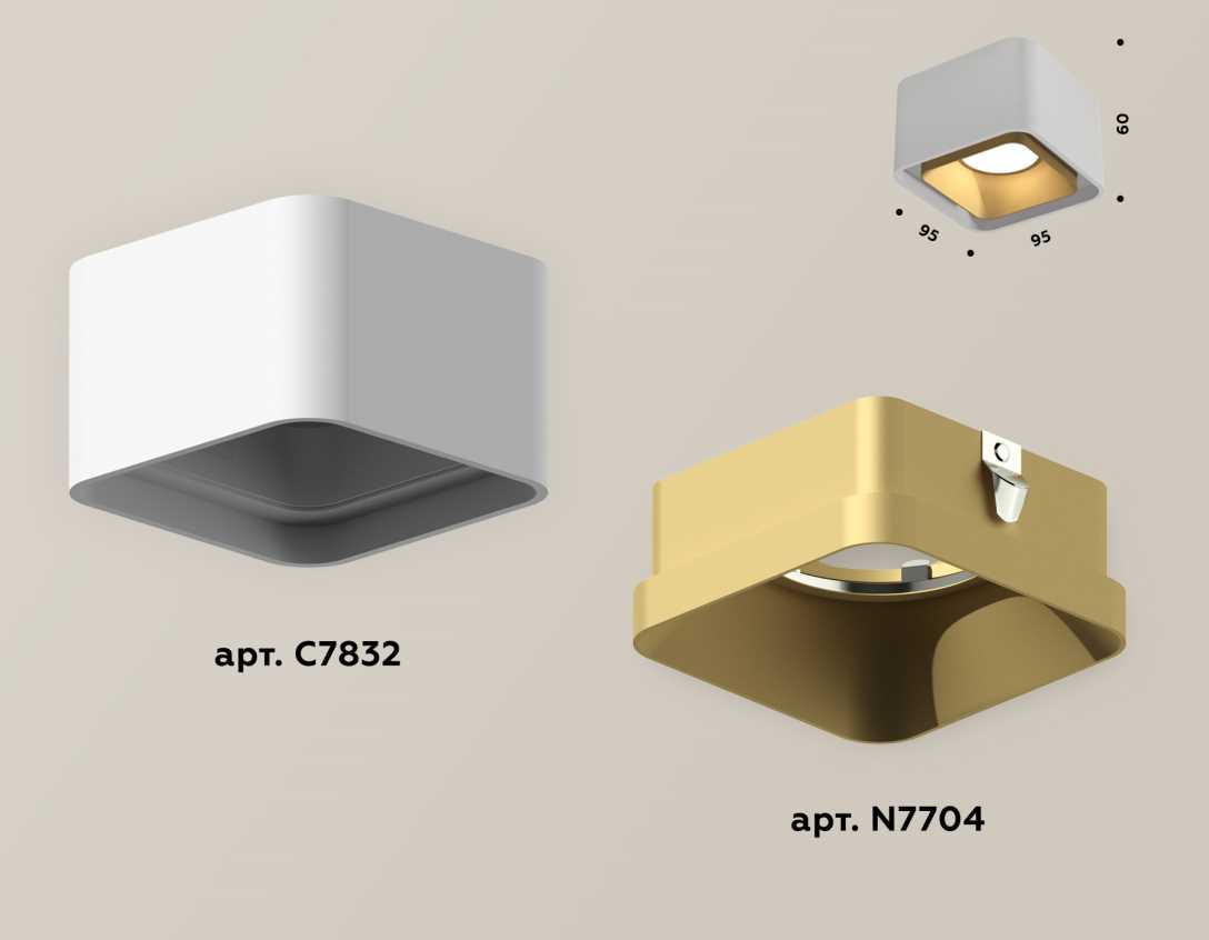 Комплект накладного светильника Ambrella light Techno Spot XS7832004 SWH/SGD белый песок/золото песок (C7832, N7704)