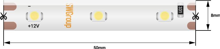 Светодиодная лента SWG 4,8W/m  60Led/m 3528SMD желтый 5M SWG360-12-4.8-Y-М 010114