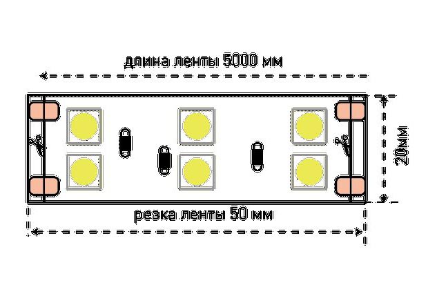 Светодиодная лента SWG 28,8W/m 120Led/m 5050SMD холодный белый 5M SWG5120-24-28.8-W-М 009705