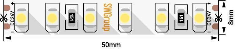 Светодиодная лента SWG 9,6W/m 120LED/m 3528SMD холодный белый 5M 003591