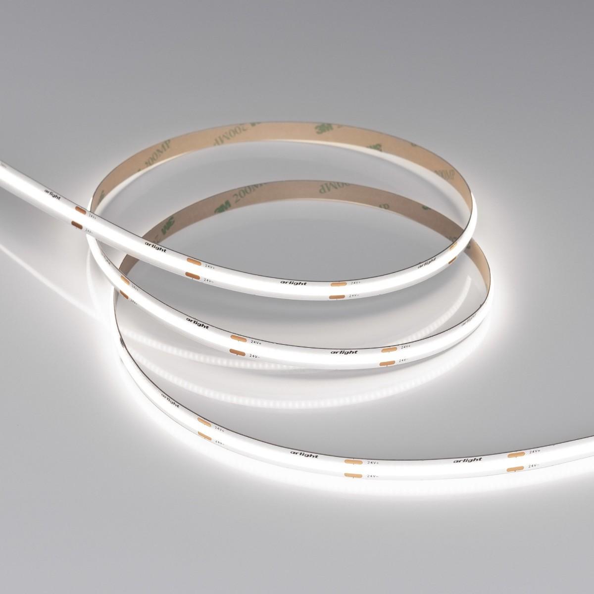 Светодиодная лента Arlight 8W/m 480LED/m CSPSMD холодный белый 5M COB-X480-8mm 24V White6000 039057