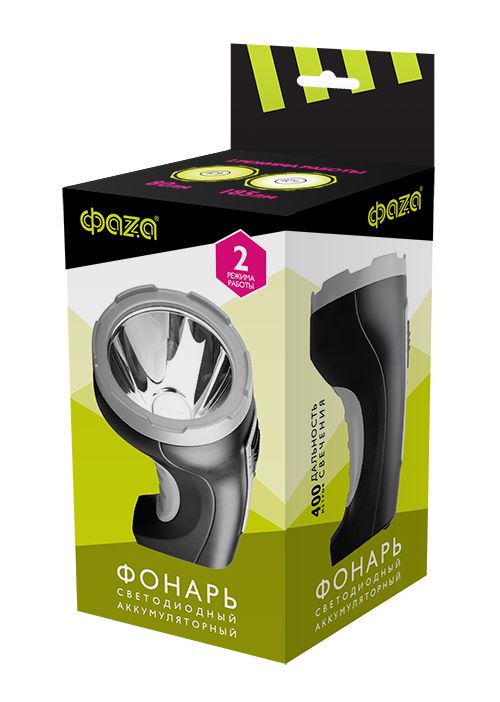 Ручной светодиодный фонарь ФАZA аккумуляторный 185 лм 165х90 AccuF2-L5W-bk