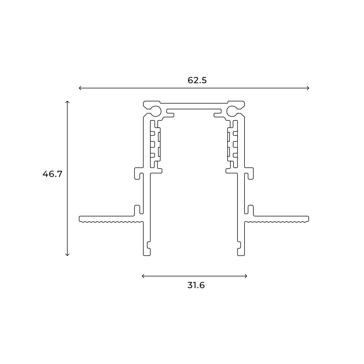 Шинопровод встраиваемый Hesby Lighting ElDeko 48В-1м, чёрный HSBL_0060