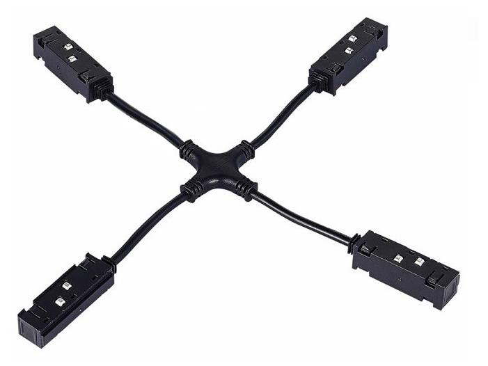 Коннектор питания Х-образный Hesby Lighting ElDeko для шинопровода 48В, чёрный HSBL_0153