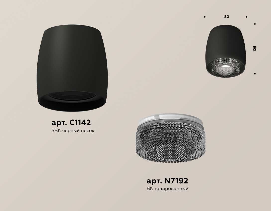 Комплект накладного светильника Ambrella light Techno Spot XS1142021 SBK/BK черный песок/тонированный (C1142, N7192)