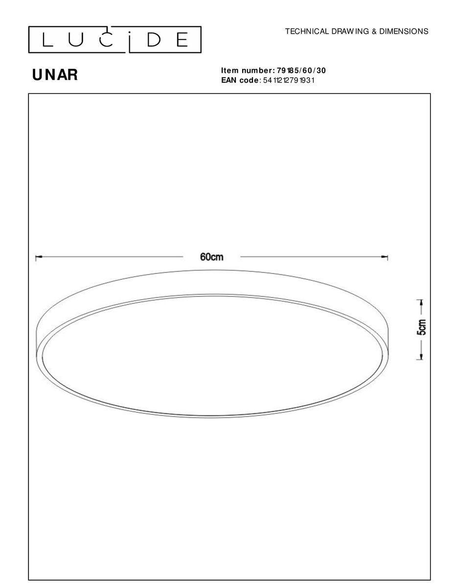 Потолочный светодиодный светильник Lucide Unar 79185/60/30