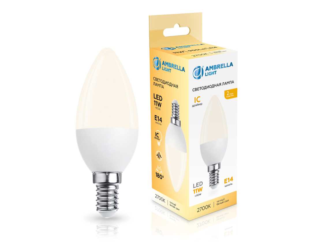 Лампа светодиодная Свеча C37 11W 2700K Ambrella light Bulding 371113