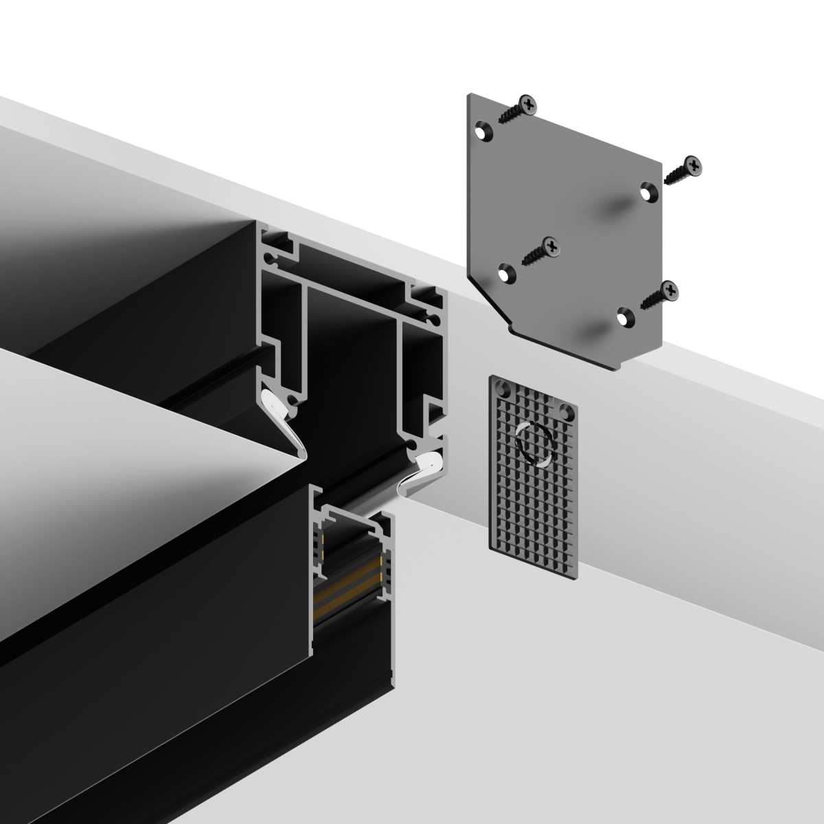 Шинопровод Hesby Lighting под натяжной потолок ElDeko, 48В-1м, чёрный HSBL_0072