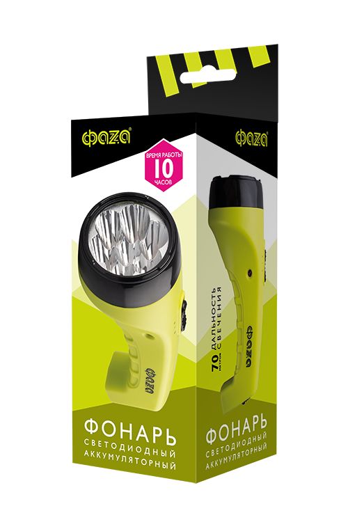 Ручной светодиодный фонарь ФАZA аккумуляторный 28 лм 168х71 AccuF2-L07-gn