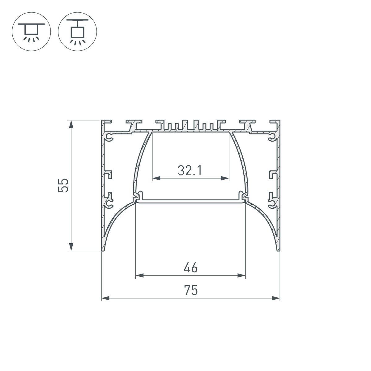 Профиль Arlight ARH-Power-7555-Comfort-2000 Anod 036355