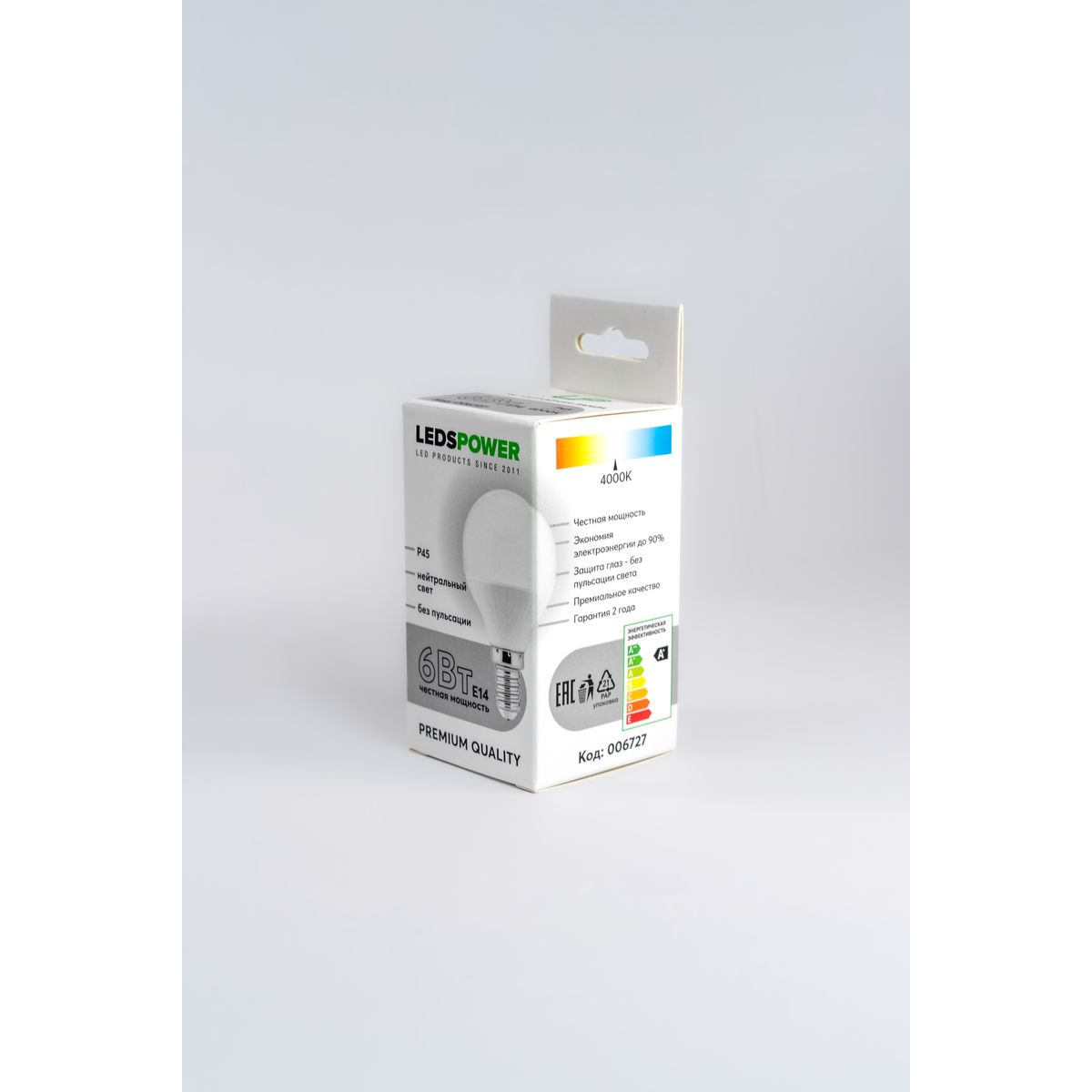 Светодиодная лампа LEDS POWER P45 E14 6Вт 4000К 006727