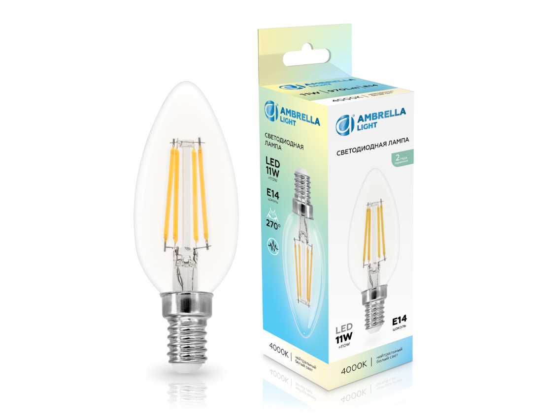 Лампа светодиодная Свеча C35 11W 4000K Ambrella light Bulding 351114