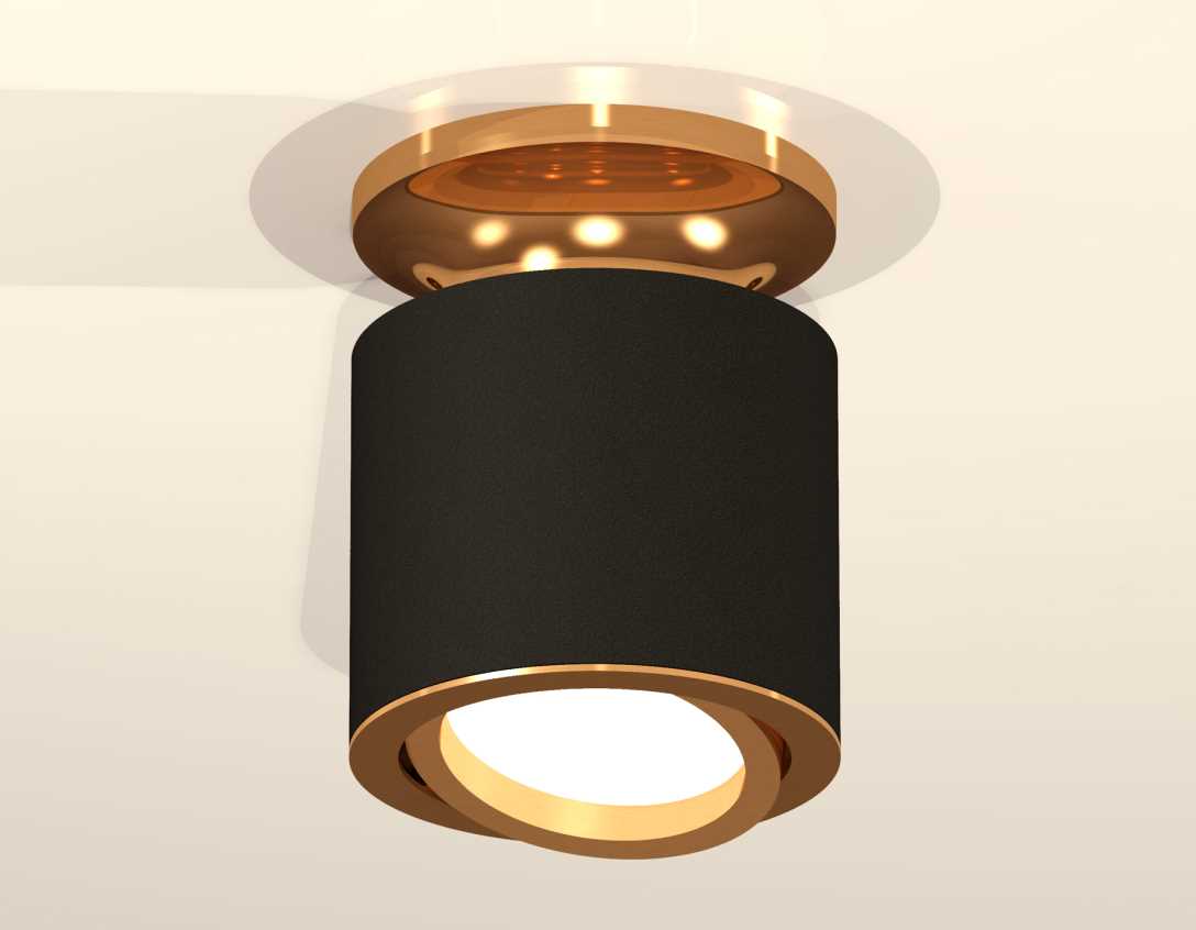 Комплект накладного светильника Ambrella light Techno Spot XS7402100 SBK/PYG черный песок/золото желтое полированное (N7929, C7402, N7004)