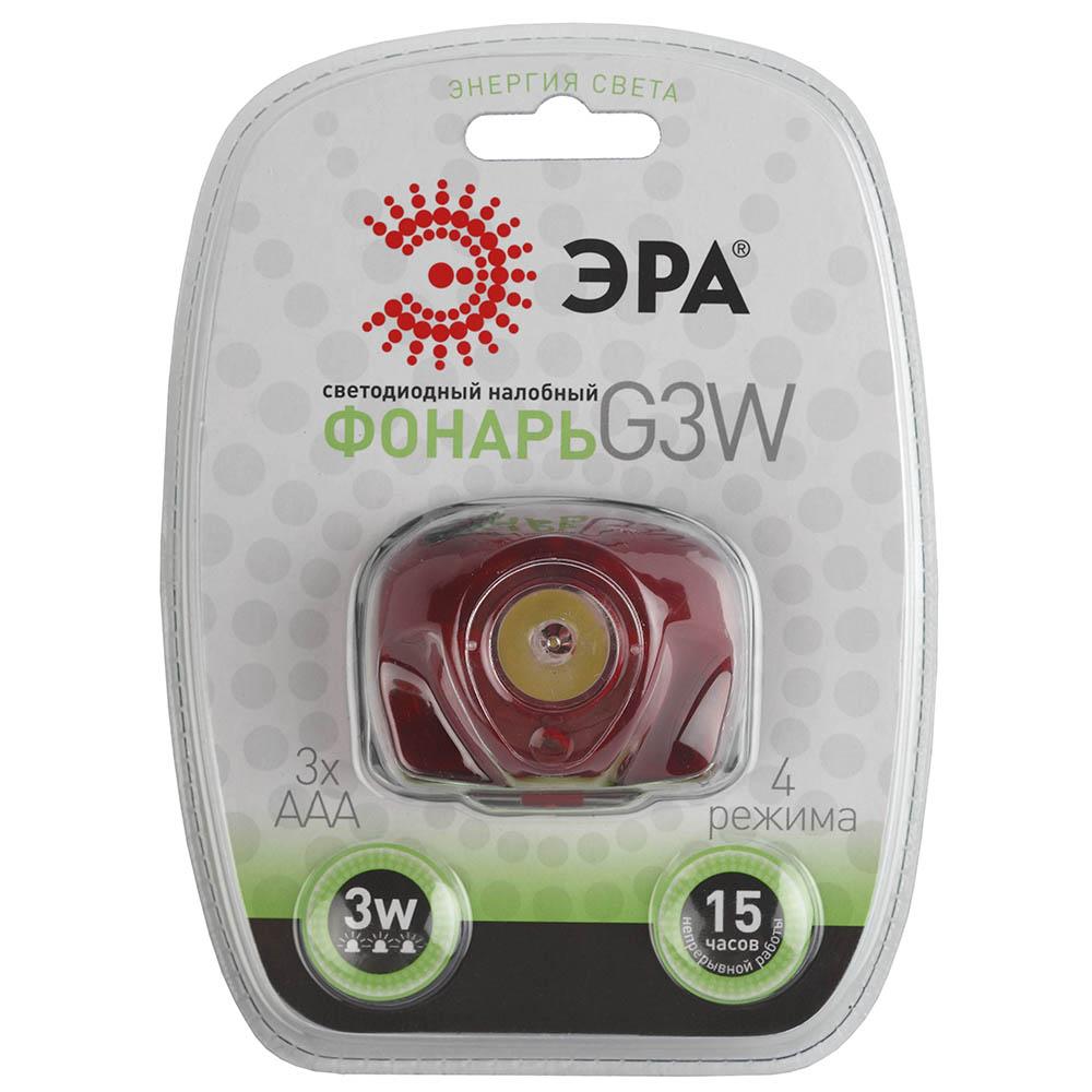 Налобный светодиодный фонарь ЭРА от батареек G3W Б0002249