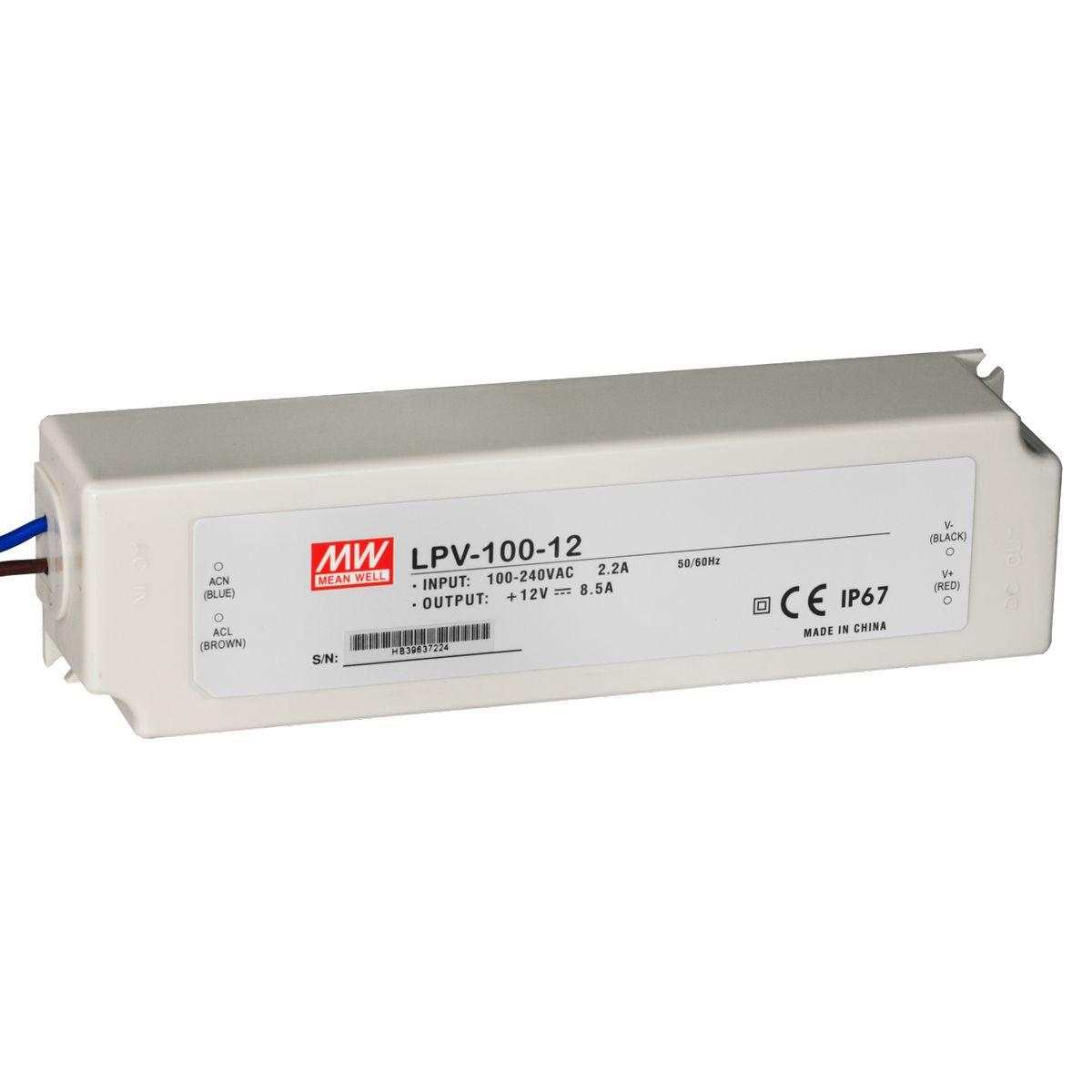 Блок питания Mean Well, герметичный, LPV-100-12, в пластиковом корпусе LPV-100-12
