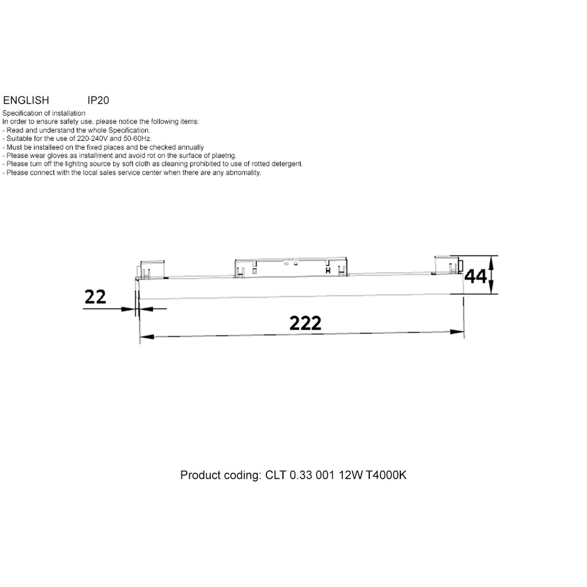 Трековый светодиодный светильник для магнитного шинопровода Crystal Lux CLT 0.33 001 12W BL T4000K