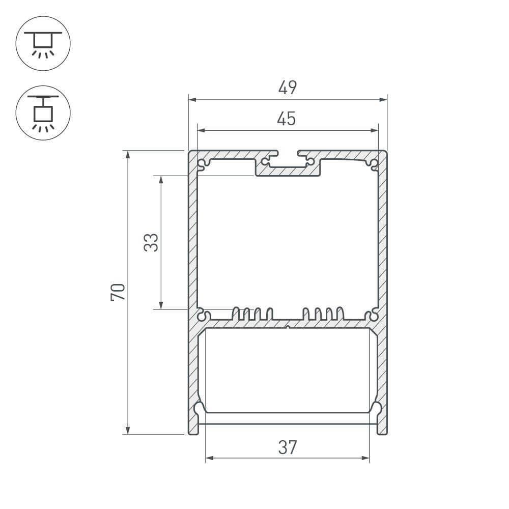 Профиль с рассеивателем Arlight SL-LINE-4970-2500 ANOD+OPAL 020466