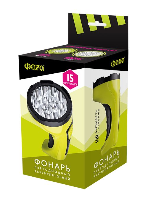 Ручной светодиодный фонарь ФАZA аккумуляторный 65 лм 150х90 AccuF2-L15-gn