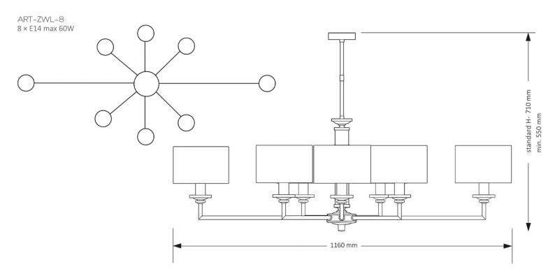 Подвесная люстра KUTEK MOOD Artu ART-ZWL-8(Z)