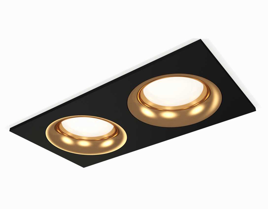 Комплект встраиваемого светильника Ambrella light Techno Spot XC7636005 SBK/PYG черный песок/золото желтое полированное (C7636, N7014)